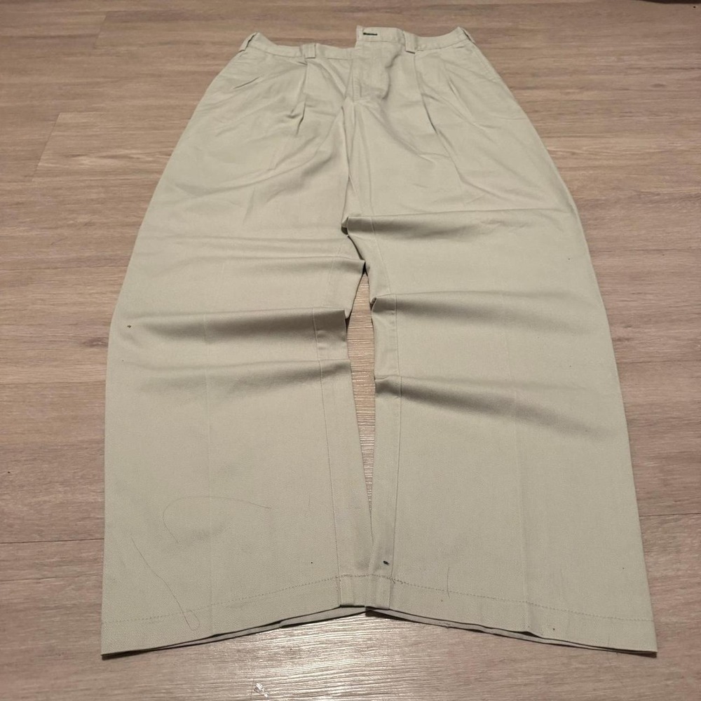 36x30 Beige Pleated Baggy Wide Leg Dress Pants Y2K Vintage